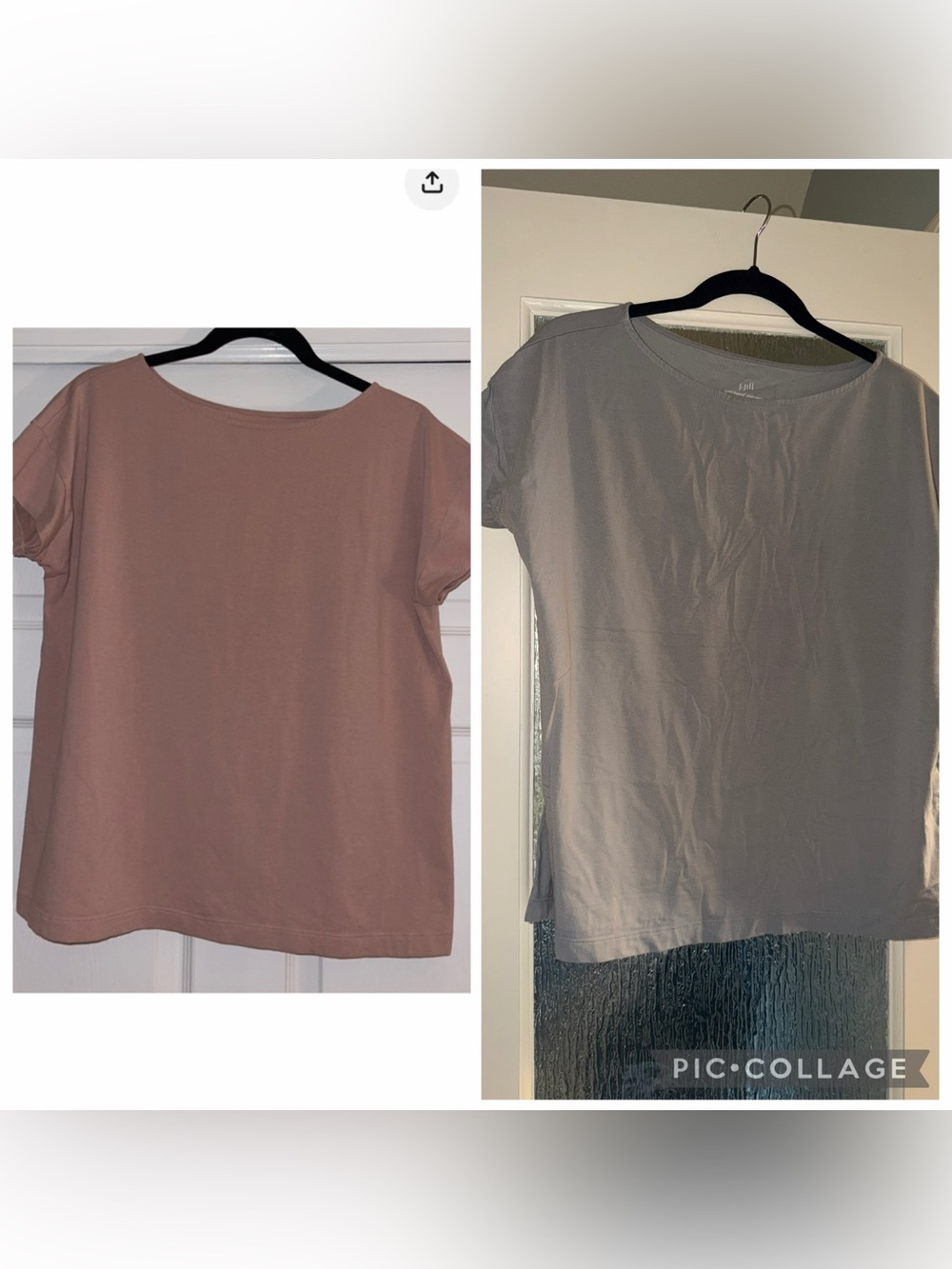 Two J.Jill Luxe Supima Short Sleeve Tees Mauve and Gray Size Medium